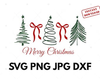 プレッピーなクリスマスツリー（SVG PNG）、クリスマスコケットリボン（PNG）、メリークリスマスシャツデザイン（デジタルダウンロード）