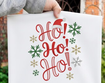 Ho Ho Ho Christmas PNG, Faux Embroidery, Holiday Sublimation (Digital Download)