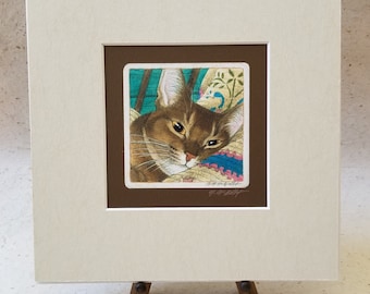 Abyssinian Cat Signed Giclee' Matted Print