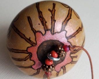 Hand Painted Mushroom Gourd Ornament