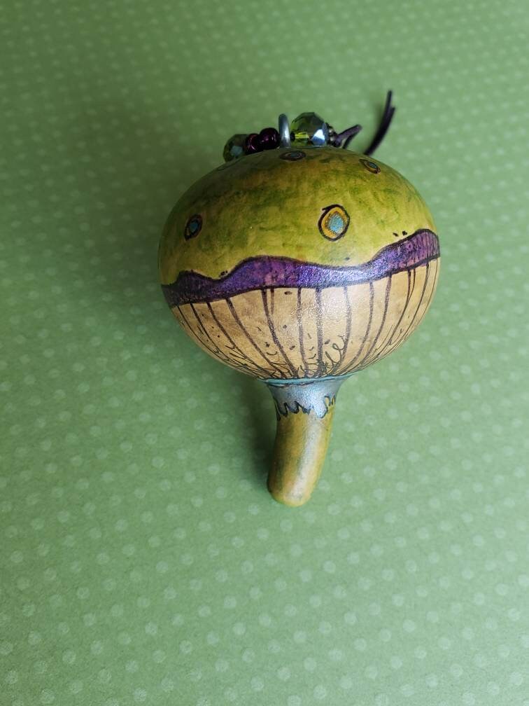 Hand Painted Mushroom Gourd Ornament - Etsy UK