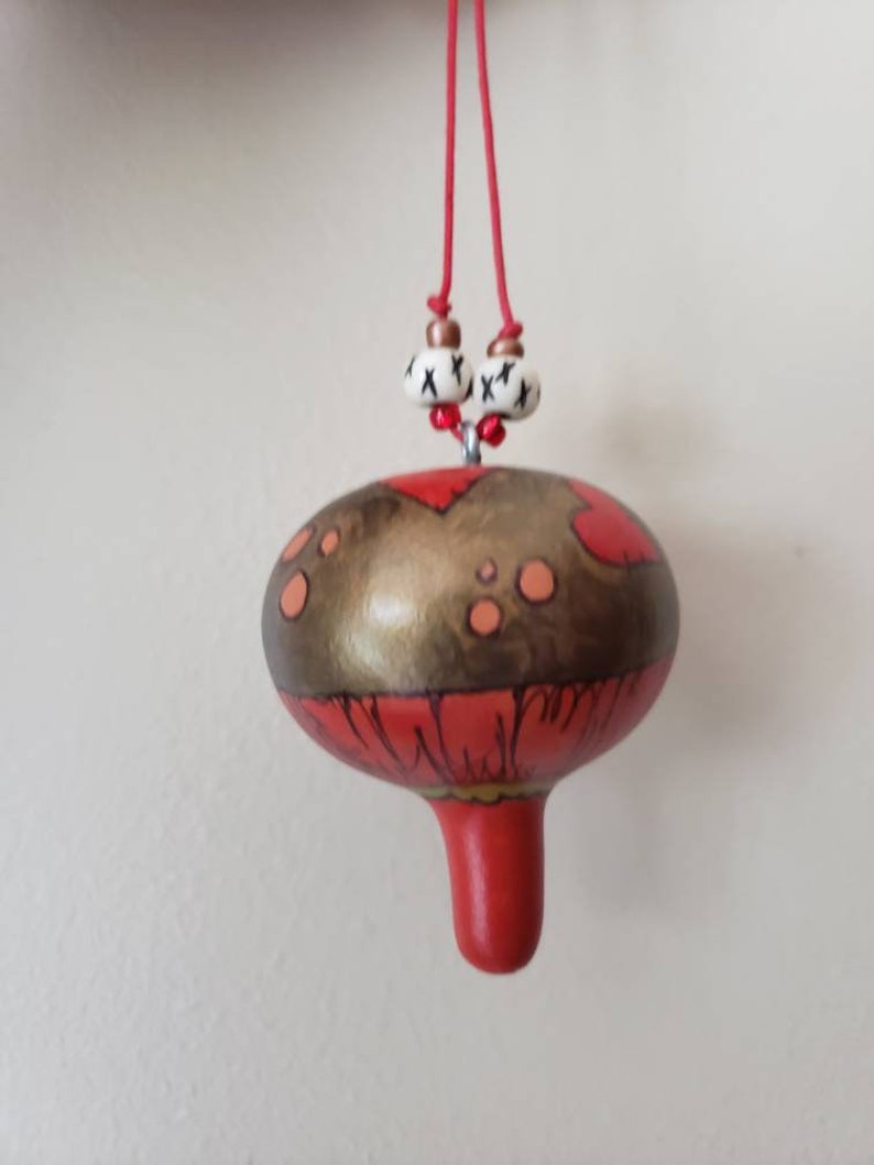 Hand Painted Mushroom Gourd Ornament - Etsy