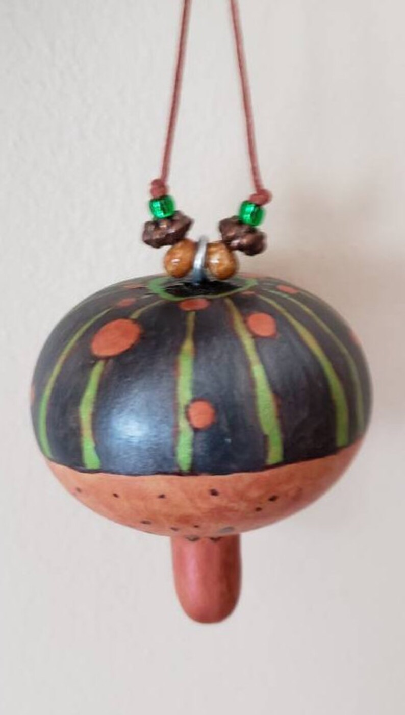 Hand Painted Mushroom Gourd Ornament - Etsy