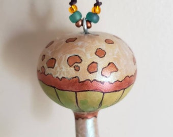 Hand Painted Mushroom Gourd Ornament