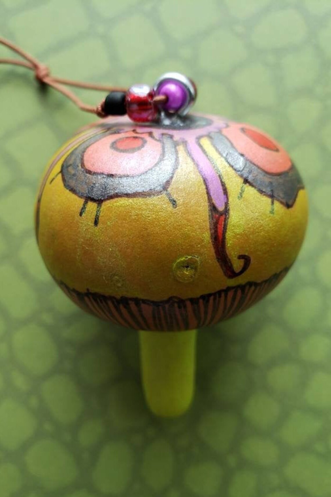 Hand Painted Mushroom Gourd Ornament - Etsy