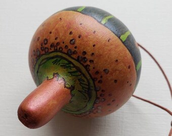 Hand Painted Mushroom Gourd Ornament