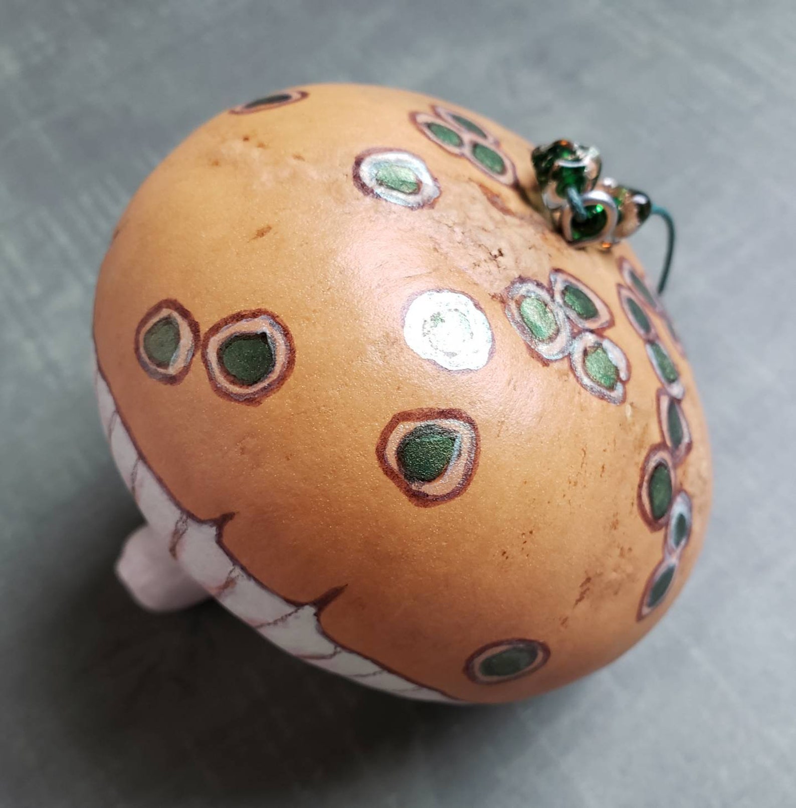 Hand Painted Mushroom Gourd With Metallic Dots - Etsy UK