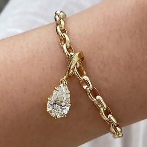 ペアシェイプカット ラボダイヤモンド テニスブレスレット ペアシェイプカットのラボグロウンダイヤモンドテニスブレスレット