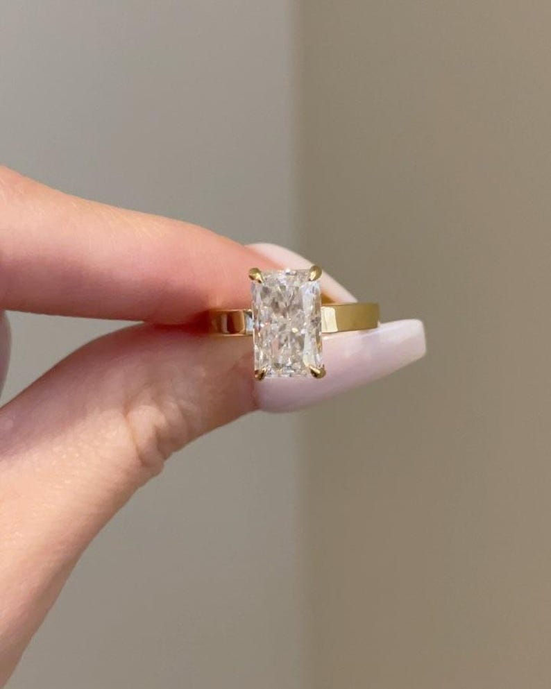 3.10ct Radiant Cut Lab Grown Diamond Engagement Ring • Hidden Halo ...