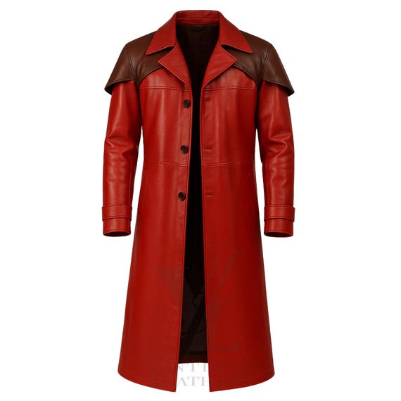 Dante Inspired DMC Red Leather Trench Coat Devil Hunter Cosplay