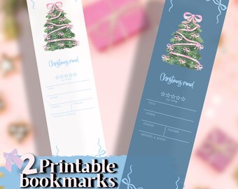 Utskrivbart bokmärkespaket för jul | Bokrecensionssidor för jul | Bokpresent till högtider, PNG för nedladdning