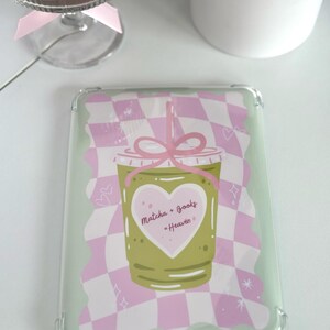 Matcha Kindle Insert | Retro Checkers Pink Kindle Accessories | Gift for Book Lovers image 4