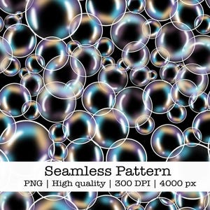 Bubble Seamless Pattern: Soapy Watery Airy Bubbles | Transparent PNG Clipart (Digital Download)
