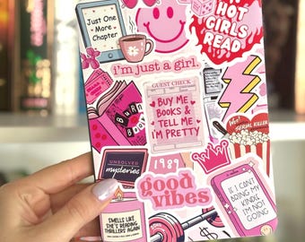 Pink Bookish Kindle Insert | Hot Girls Read Collage Kindle Accessories | Gift for Book Lovers