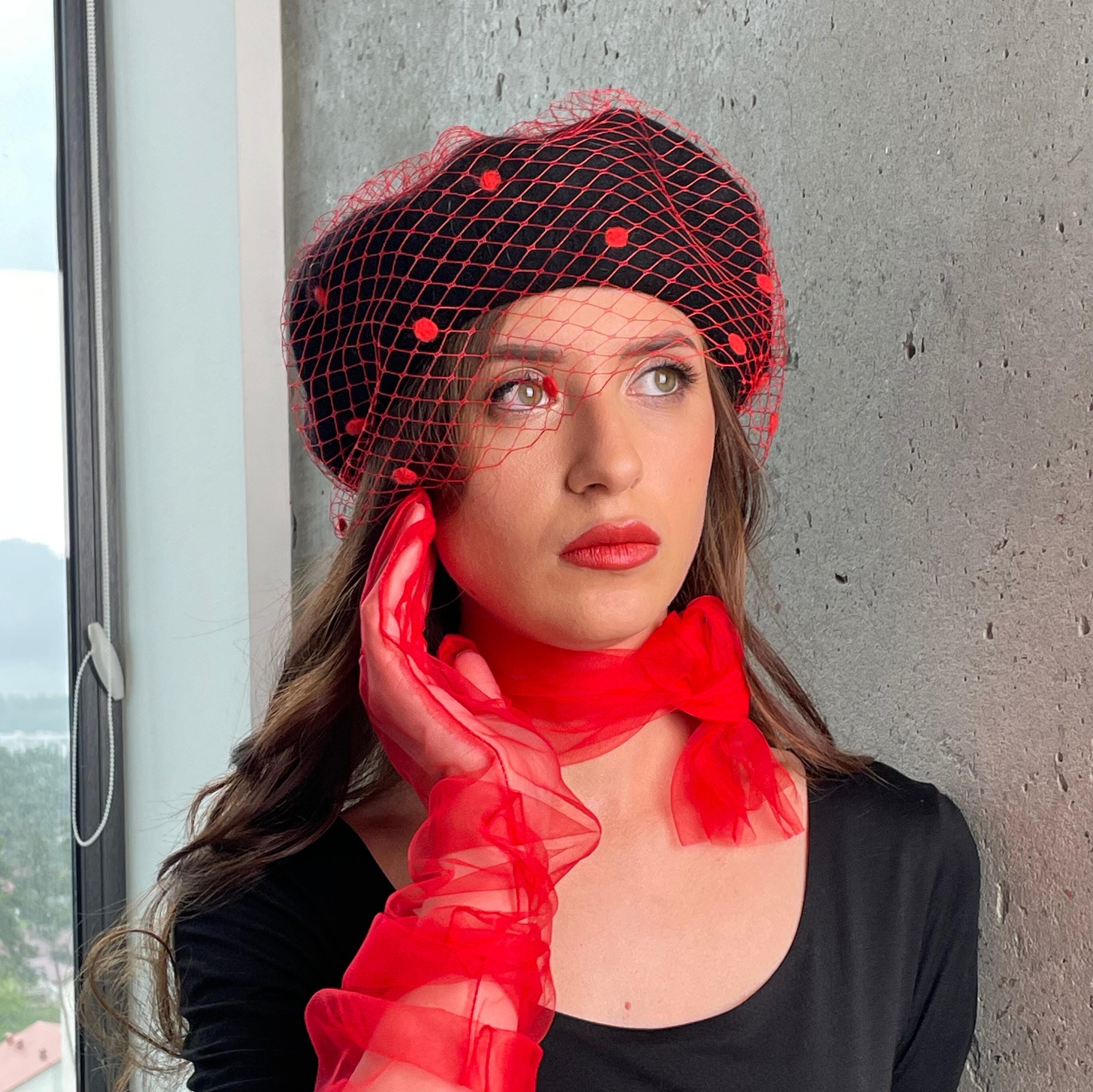 Women\'s French Beret Hat with Veil Premium Cashmere Beret Elegant Wool Hat The St. Antoine Cashmere Hat combines casual Parisian chic  main image 3