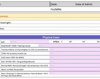 SOAP Note COLOR- Progress Note template for Internal Medicine Residents and Medical students