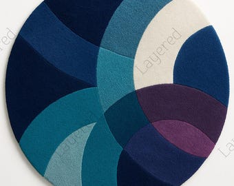 Geometric Teal, Blue, and Purple Custom Tufted Rug | Personalized Plush Area Rug | Modern Abstract Carpet for Bedroom Living Room
