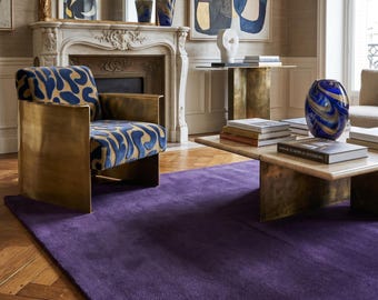 Hand Tufted Solid Deep Purple Wool Area Rug - Plush Luxury Modern Minimalist Plain Carpet for Living Room Bedroom Office - Custom Sizes