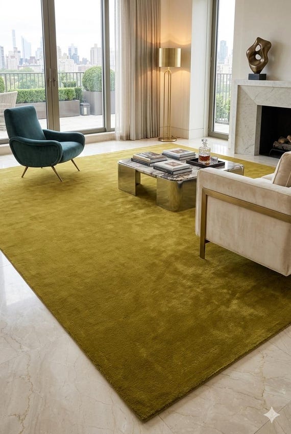 Milano Moos Olivgrün Handgetufteter Wollteppich Nordic 8X10 Knotenteppich Türkisch Persischer Moderner Geometrischer Handgefertigter Boden & Teppiche für Wohnzimmer