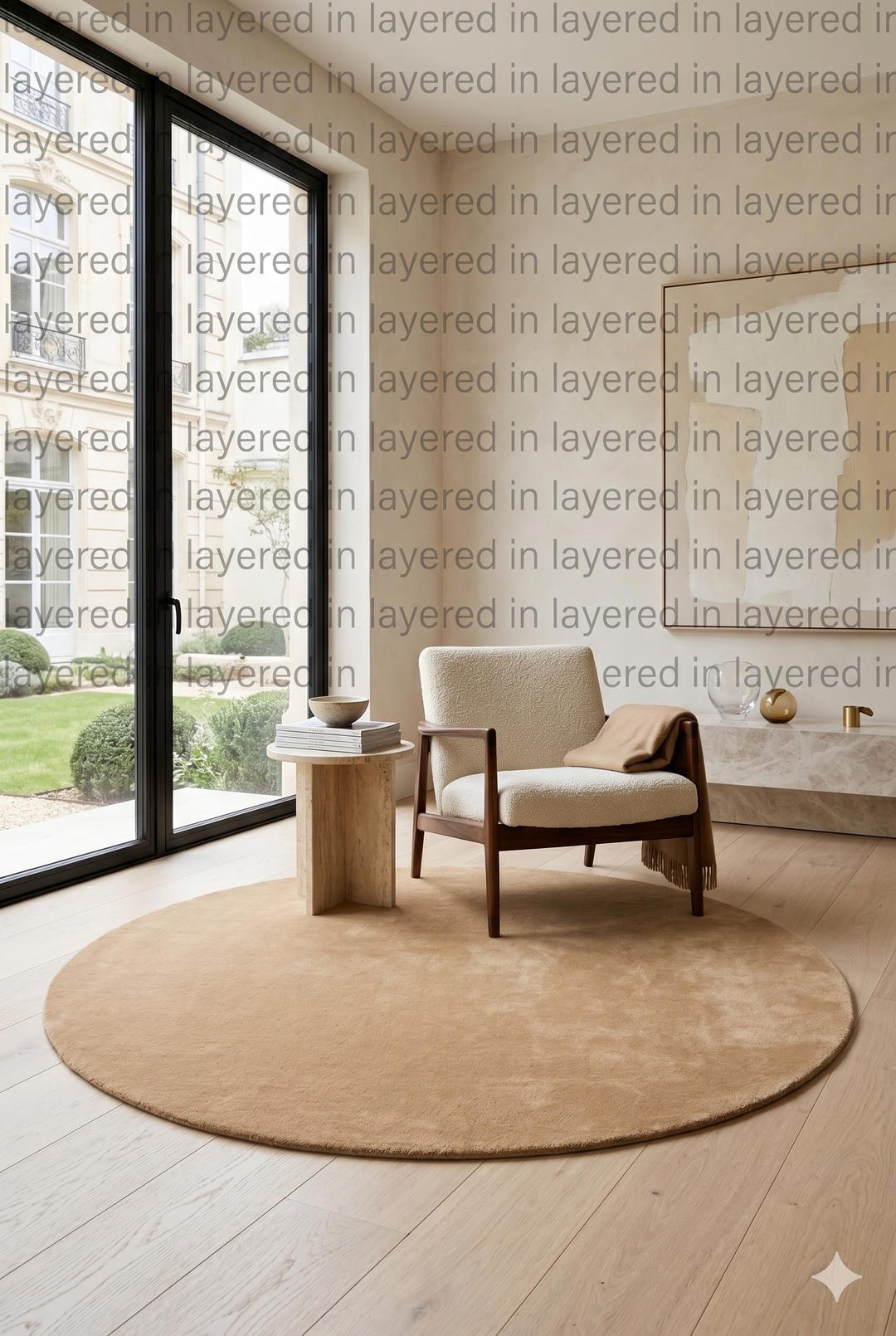 Handmade 8ft Round Wool Rug Beige Neutral Minimalist Handcrafted ...