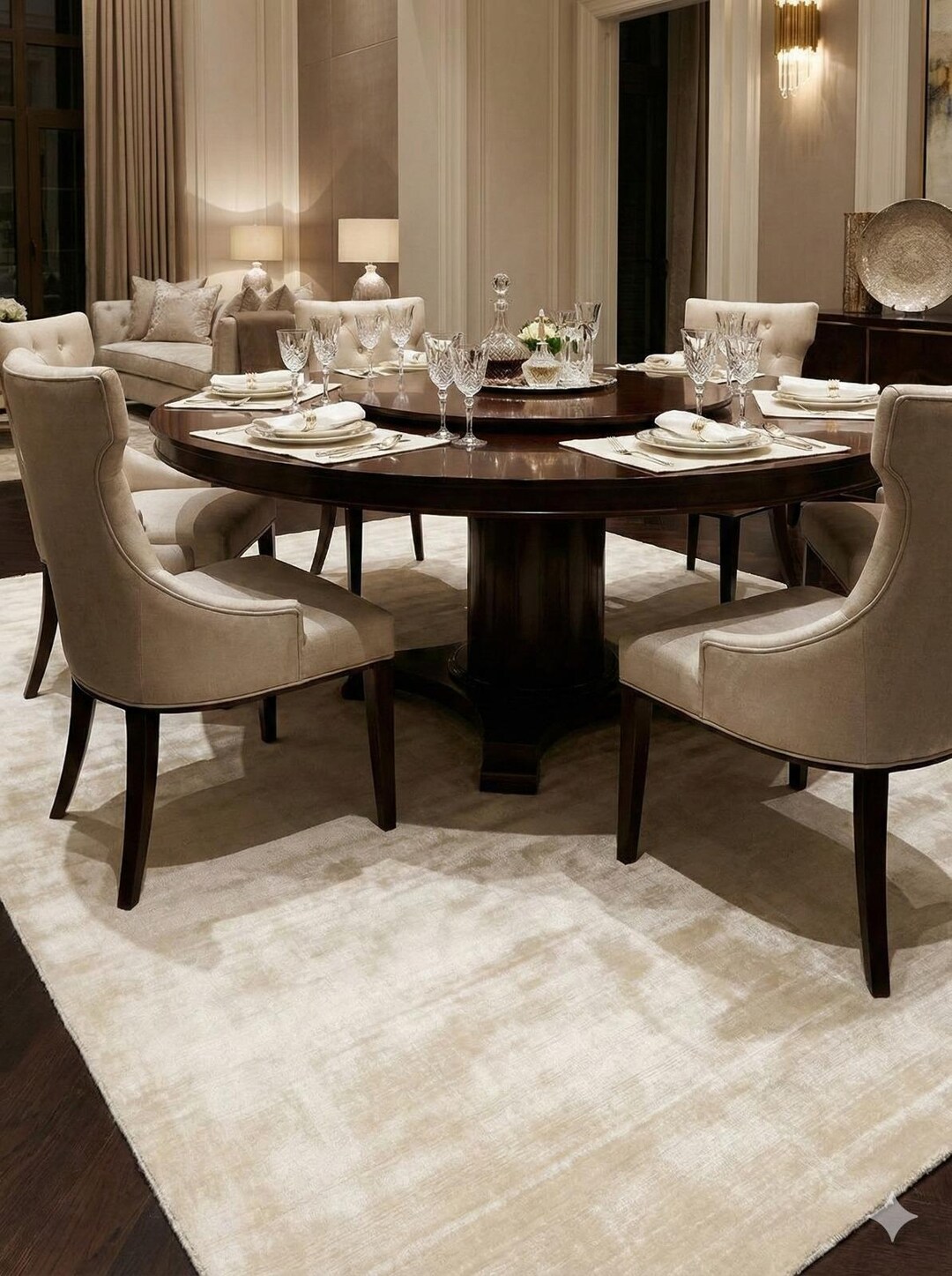 Luxury Handloom Tip Sheared Viscose Area Rug - Soft Neutral Beige ...