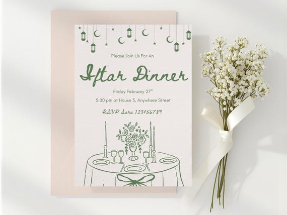 Editable Iftar Dinner Invite | Whimsical Iftar Gathering Invitation | Ramadan | Eid Party | Canva Template | Instant Download | Hand Drawn C