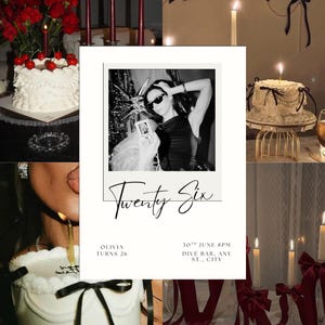 Editable Classy Polaroid Birthday Invitation Canva Template, Minimalist Modern Unique Photo Invite, Elegant Adult Party, Digital Download