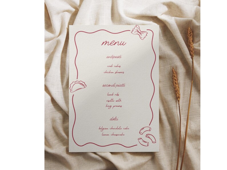 Italian Dinner Menu Canva Template, Simple Pasta Night Illustrations ...