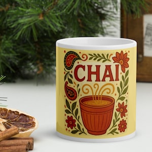 Indian Chai Mug: Colorful Folk Art Kulhar Tea Cup - Gift for Tea Lovers
