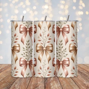 Floral Bows Tumbler Wrap: Coquette Pastel Design (PNG Digital Download)