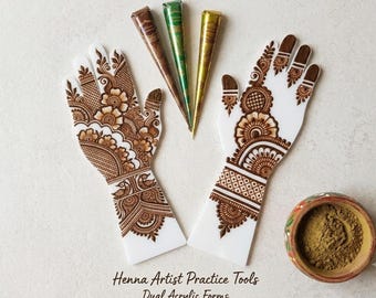 Henna Practice Hand (Pack of 4): Reusable Mehendi Training Board Acrylic