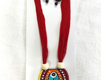 Terracotta Handmade Jewelry Set | Minimalist Clay Art Necklace | Traditional Indian Handcrafted Neckpiece