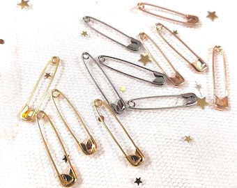 Elegant Safety Pins Trio - Gold, Silver, Rose Gold - Pack of 60