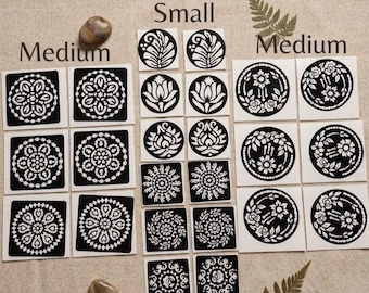 Tattoo Stencils Reusable  - Mehendi Henna Floral, Moon Patterns - Minimalist Designs - Small
