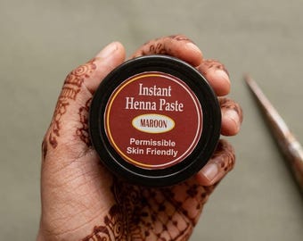 Instant - Classic Henna Paste – Maroon Nail Dip - Stencils