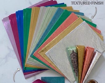 Láminas precortadas para la elaboración de conos de henna - Láminas congeladas y metálicas