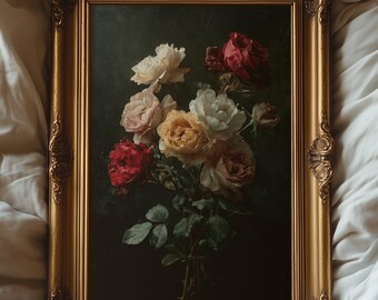 Dark Academia Rosen Druck: Vintage Gothic Cottagecore Wandkunst (Digitaler Download)