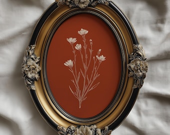 Terracotta Wildflower Wall Art, Minimalist Botanical Line Art, Burnt Orange Floral Print, Boho Mid Century Decor, Digital Download Poster