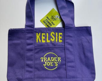CUSTOM Embroidered Mini HalloweenTrader Joe's Tote Bag / Embroidery / Embroidered Tote