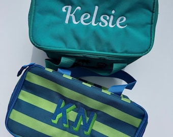 CUSTOM Embroidered Mini Insulated Striped Trader Joe's Tote Bag / Embroidery / Embroidered Tote