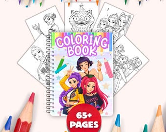 Mädchen Malseiten zum Ausdrucken - 65+ süßes Malbuch im Anime-Stil für Kinder und Jugendliche, Jäger-Charaktere, PDF zum Ausmalen