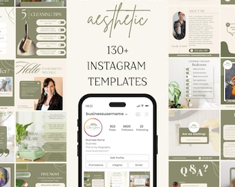 Modelos de Instagram para Empresas de Limpeza – Pacote de Mídias Sociais Editável no Canva com mais de 130 Posts para Marketing de Serviços de Limpeza, Download Digital