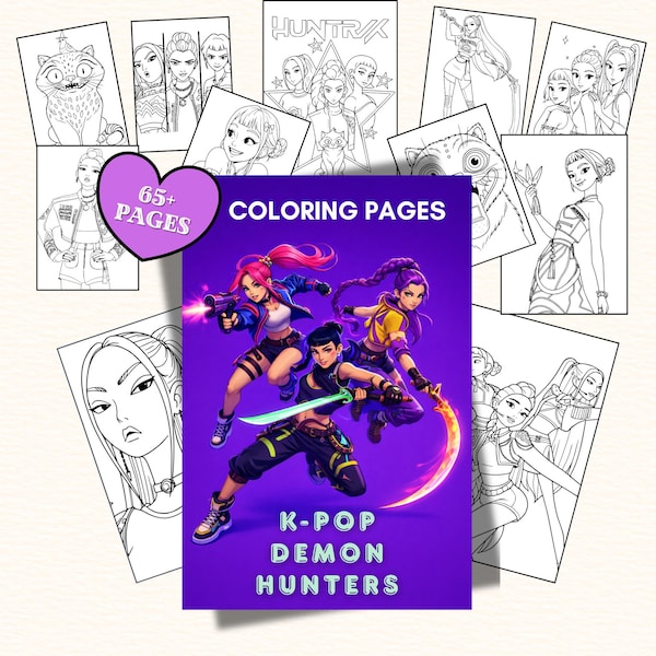 Huntrix coloring pages printable - Etsy México