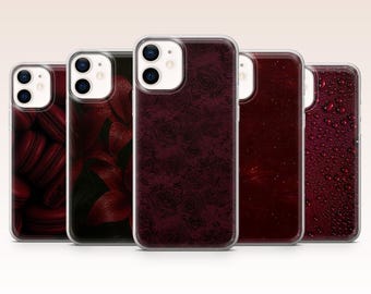 Burgundy Phone Case Dark Red Elegant Romantic Cover for iPhone 17, 16, 15, 14, 13, 12, Samsung S26, S25, S24, A17, A56, Pixel 10 Pro, 9A, 8A