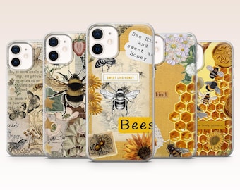 Bee Phone Case Honeybee Honey Cottagecore Cover for iPhone 17, 16, 15, 14, 13, 12, Samsung S26, S25, S24, A17, A56, Pixel 10 Pro XL, 9, 8, 7