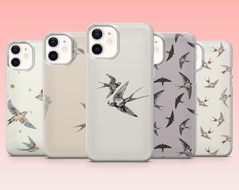 Swallow Phone Case Bird Elegant Minimalist Cover for iPhone 17, 16, 15, 14, 13, 12, Samsung S26, S25, S24, A17, A56, Pixel 10 Pro, 9A, 8, 7A