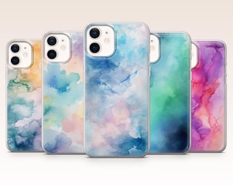 Watercolor Phone Case Pastel Gradient Cloudy Cover for iPhone 17, 16, 15, 14, 13, 12, Samsung S26, S25, S24, A17, A56, Pixel 10 Pro, 9, 8, 7
