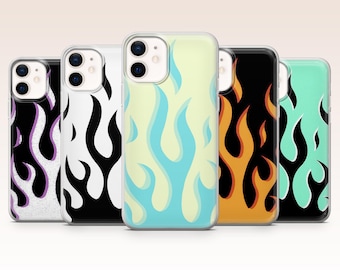 Flame Phone Case Fire Edgy Graphic Cover for iPhone 17, 16, 15, 14, 13, 12, Samsung S26, S25, S24, A17, A56, Pixel 10 Pro XL, 9A, 8Pro, 7A