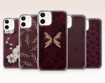Burgundy Phone Case Elegant Vintage dark Cover for iPhone 17, 16, 15, 14, 13, 12, Samsung S26, S25, S24, A17, A56, Pixel 10 Pro XL, 9A, 8, 7