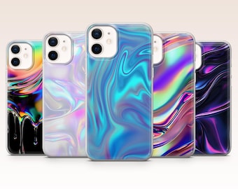 Holographic Phone Case Iridescent Liquid Neon Cover for iPhone 17, 16, 15, 14, 13, 12, Samsung S26, S25, S24, A17, A56, Pixel 10 Pro, 9A, 8A